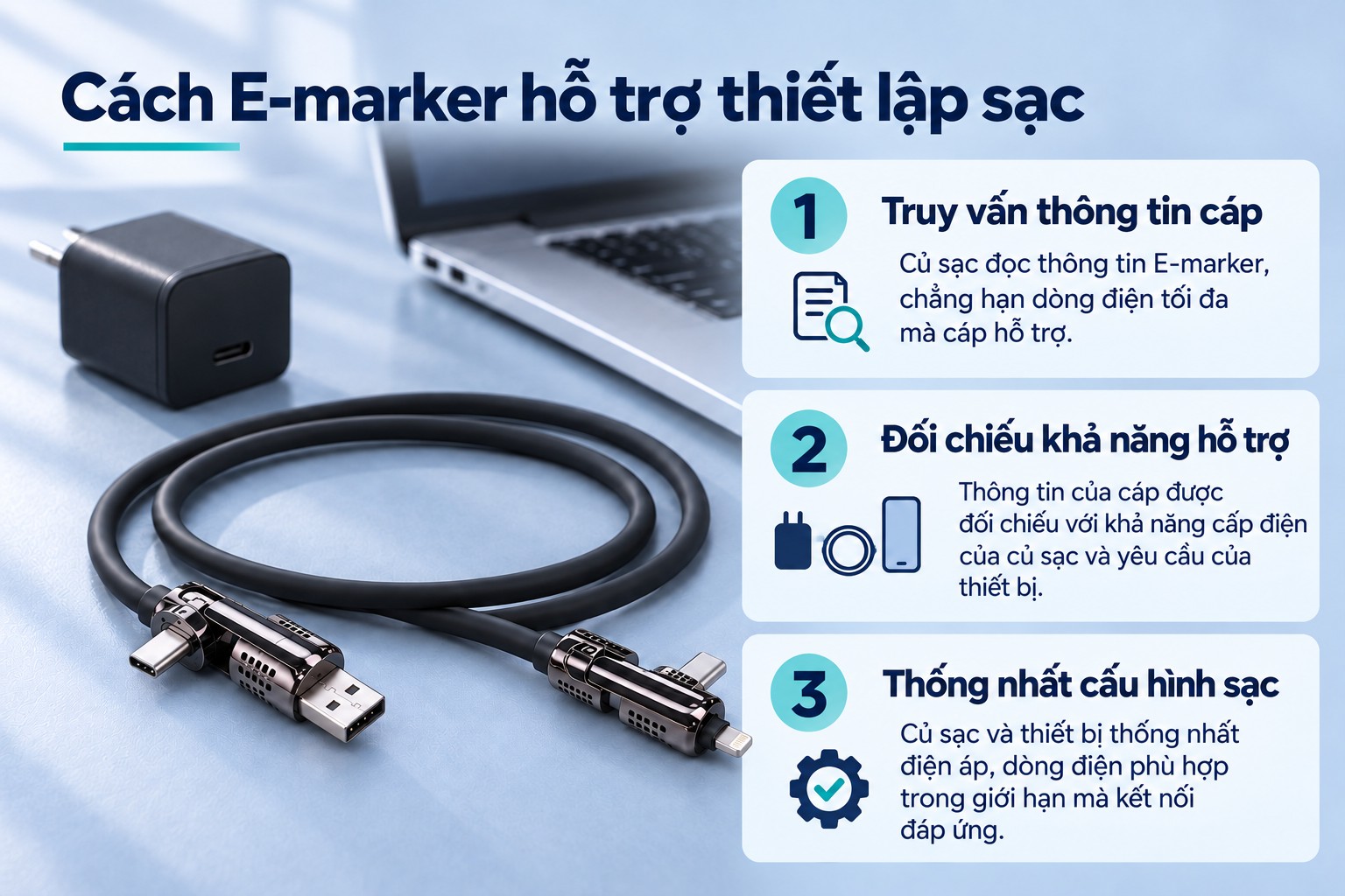 Ba bước sử dụng thông tin E-marker để thiết lập mức sạc phù hợp
