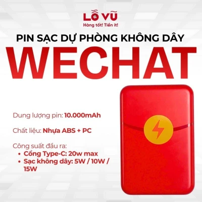 Pin dự phòng Wechat 10.000mAh - PD295C1 - Đỏ
