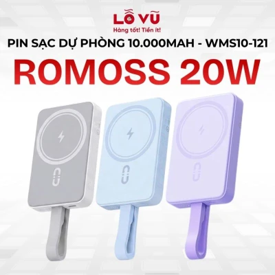 (20w) Pin sạc dự phòng magsafe ROMOSS 10.000mAh - WMS10-121, Công suất 20W, Hỗ trợ sạc nhanh MagSafe 15W, Tương thích với cả thiết bị iPhone và Android