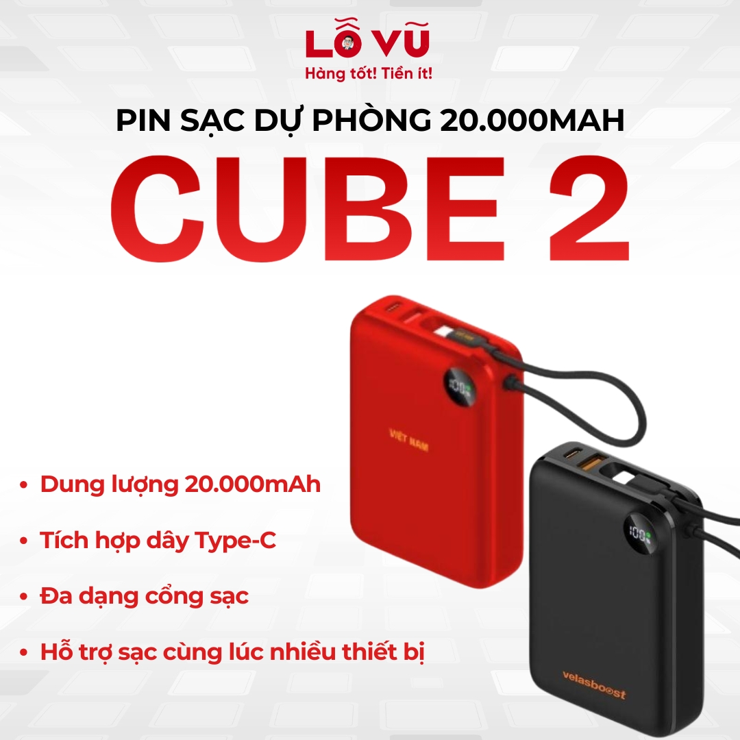 Pin Dự Phòng VELASBOOST CUBE2 20.000mAh