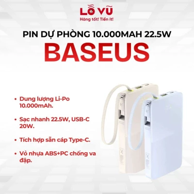Pin dự phòng Baseus 10.000mAh 22.5W - PPBD2P-1022 - Nobox
