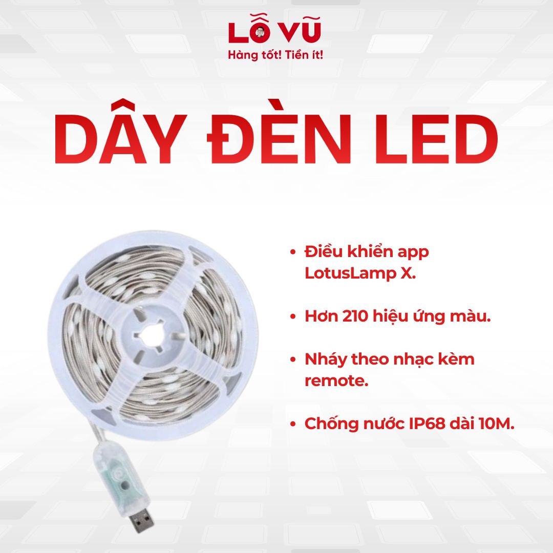Dây đèn led, Đèn fairy light giọt lệ dây dài 10M chống nước, chỉnh app hiệu ứng chạy đuổi, cảm nhạc