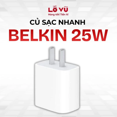 Củ Sạc Nhanh BELKIN 25W, Chân Dẹt - Hỗ Trợ Chuẩn Sạc Nhanh PD, Thiết Kế Nhỏ Gọn, Vật Liệu Chống Cháy Cao Cấp (Hàng Nobox)
