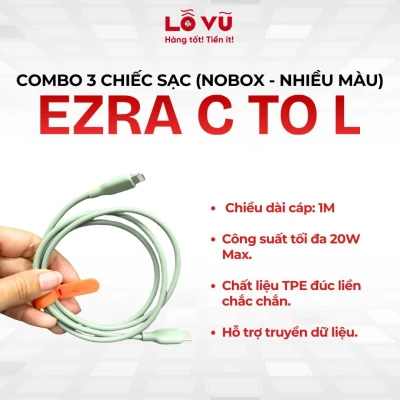 Combo 3 Cáp sạc C to L EZRA (Nobox - nhiều màu)