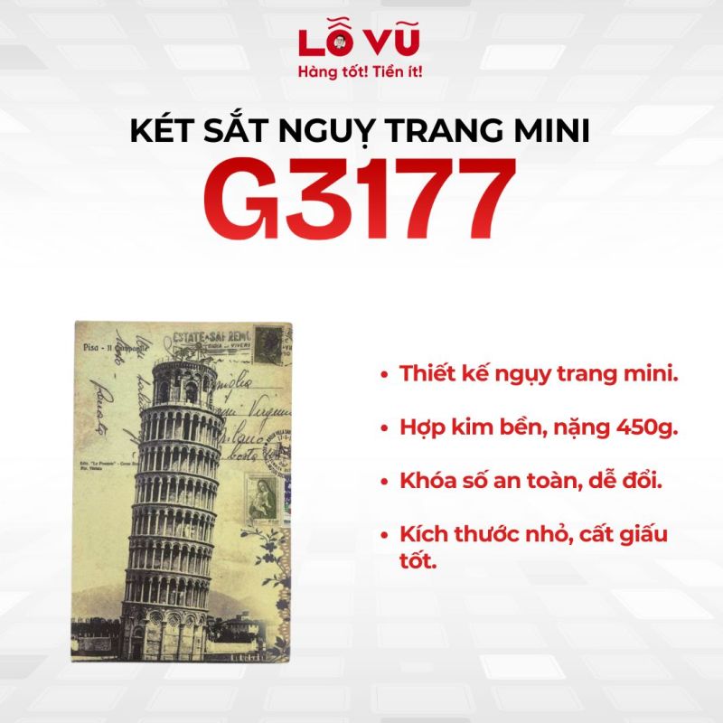 Két sắt nguỵ trang mini G3177 - Thiết kế quyển sách bảo mật, khóa số an toàn