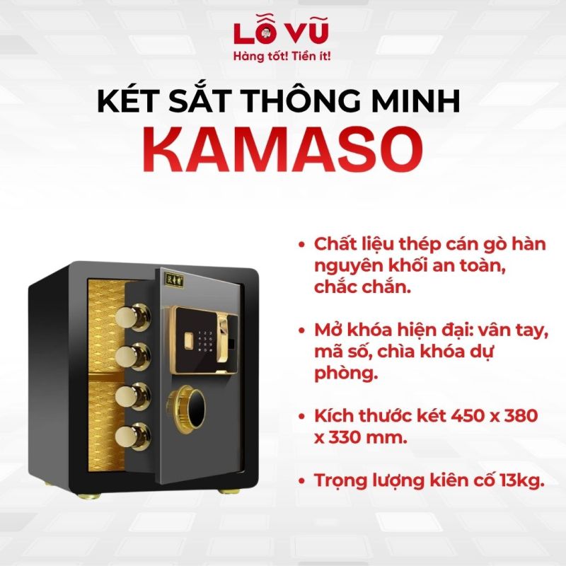 Két sắt thông minh Kamaso 2024 - Bảo mật vân tay, thép nguyên khối an toàn tuyệt đối
