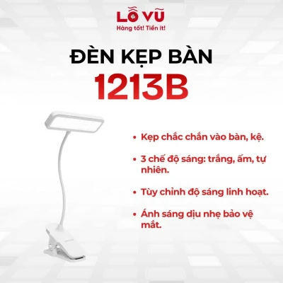 Đèn kẹp bàn 1213B - Bảo vệ mắt 30 LED 3 chế độ ánh sáng kẹp tiện lợi