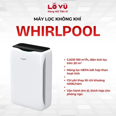 Máy lọc không khí Whirlpool WA-1902FK - Lọc HEPA + than hoạt tính tổ ong
