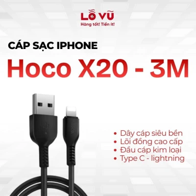 Cáp sạc Iphone Hoco X20 - 3M