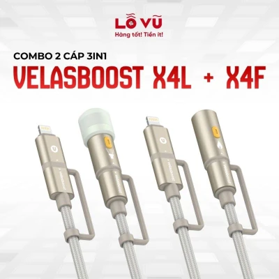Combo cáp sạc nhanh VELASBOOST X4L + X4F