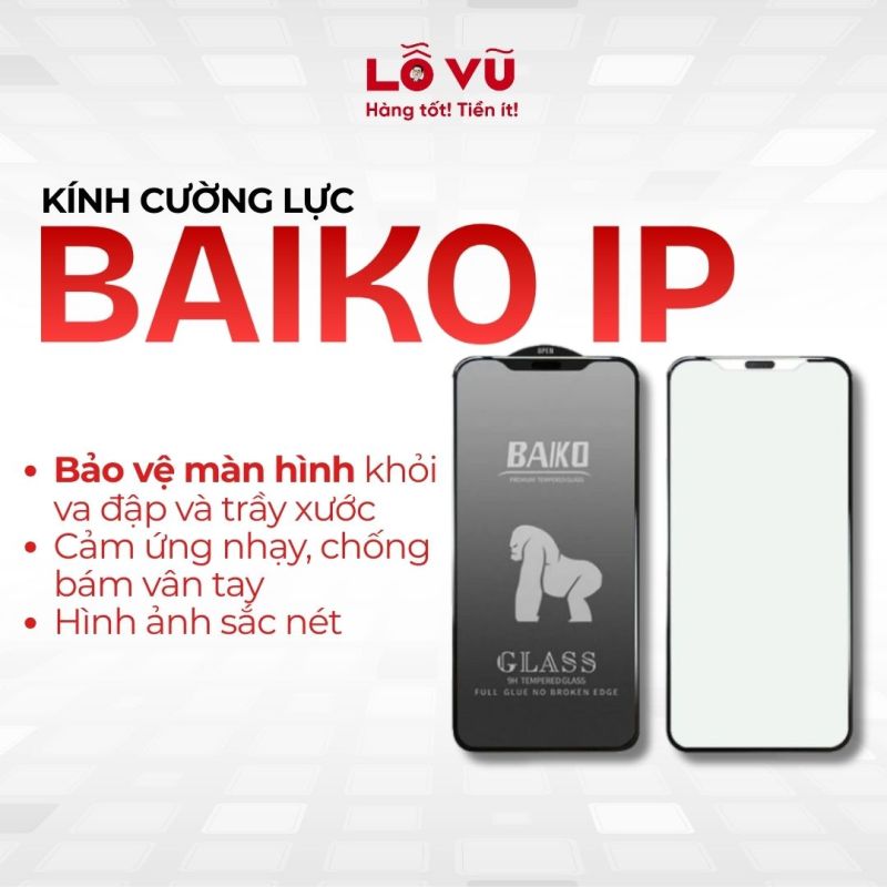 Kính cường lực BAIKO IP - 7/8 Trắng
