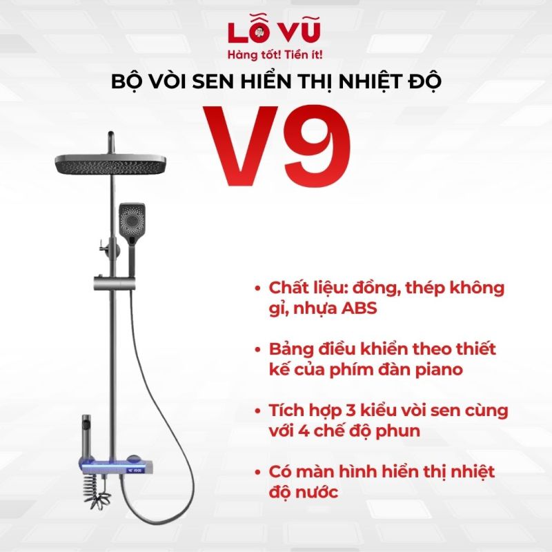 Bộ vòi sen hiển thị nhiệt độ - V9