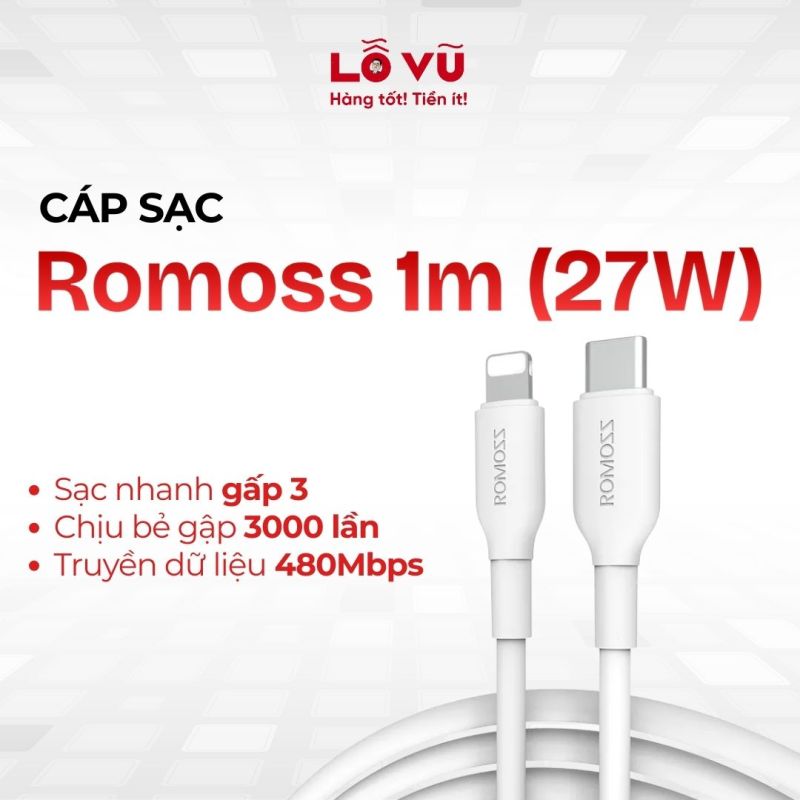 Cáp sạc Romoss 1m (27W) - No box