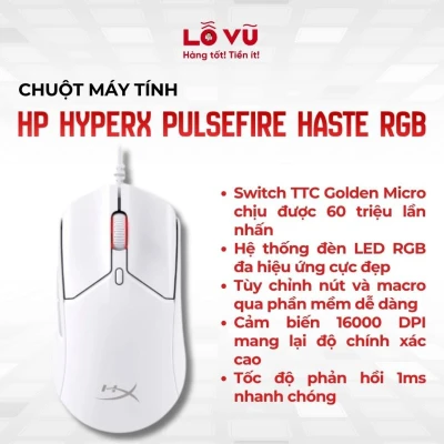 Chuột HP HyperX Pulsefire Haste RGB - Trắng