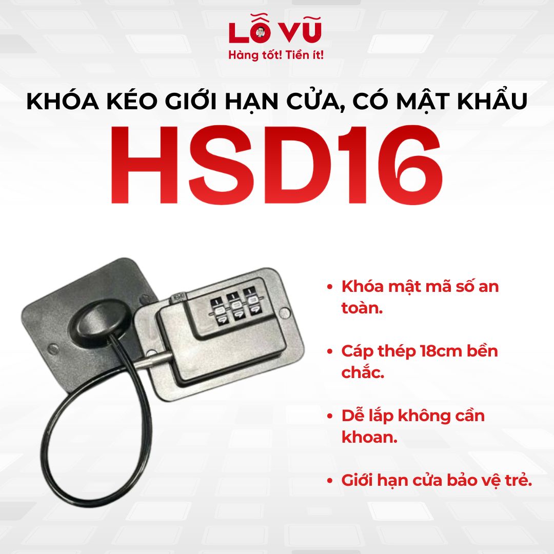 Khóa kéo giới hạn cửa, có mật khẩu HSD16