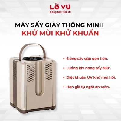 Máy sấy giày thông minh khử mùi khử khuẩn, 6 ống sấy đa năng, Công nghệ UV diệt nấm mốc
