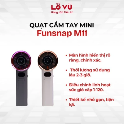 Quạt cầm tay mini Funsnap M11, pin 1800mAh, 120 cấp độ gió