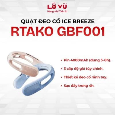 Quạt đeo cổ RTAKO GBF001 Ice Breeze Neck Hanging Fan, 3 cấp độ gió linh hoạt
