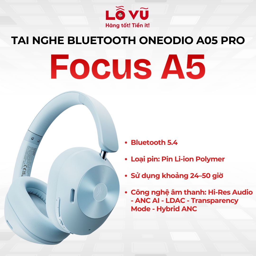 Tai nghe Headphone OneOdio Focus A5, Bluetooth 5.4, chống ồn ANC cực ngon