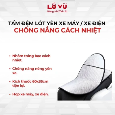 Tấm đệm lót yên xe máy, xe điện chống nắng cách nhiệt