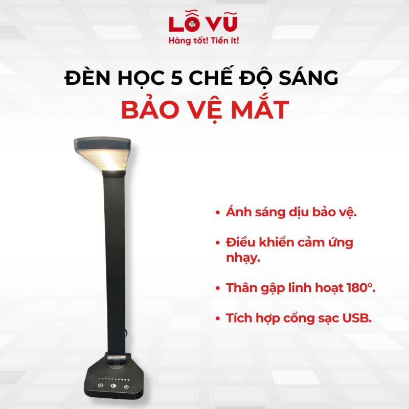 Đèn học 5 chế độ sáng bảo vệ mắt