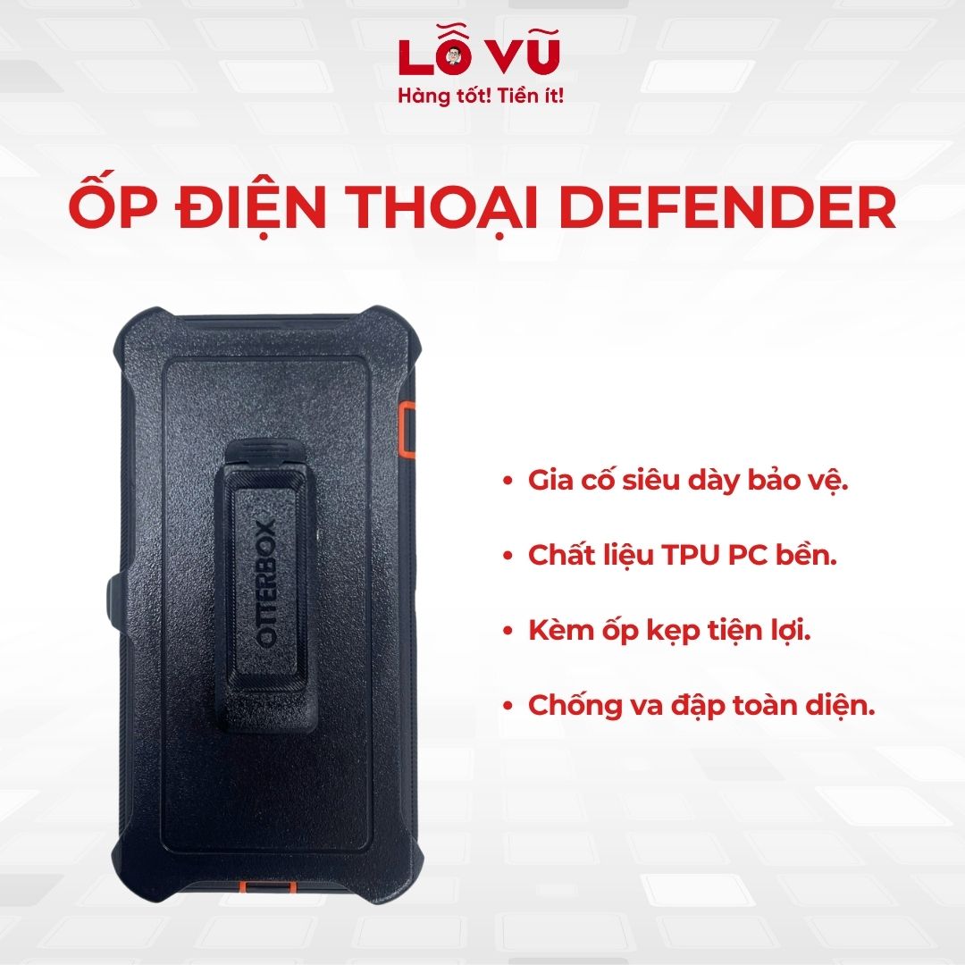 Ốp điện thoại DEFENDER - Chất liệu TPU PC, kèm ốp kẹp tiện lợi, chống va đập