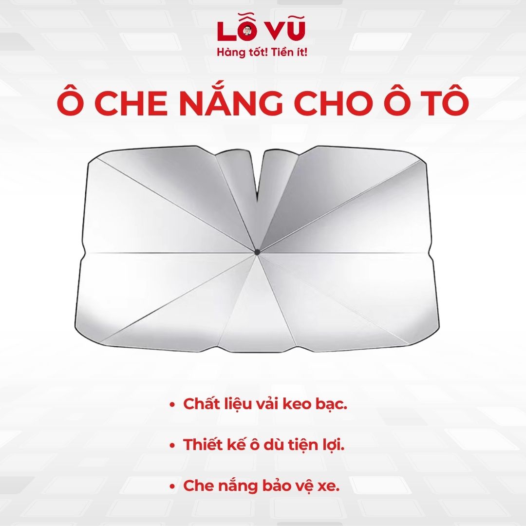 Ô che nắng cho ô tô - Chất liệu vải keo bạc, thiết kế ô dù, che nắng bảo vệ xe