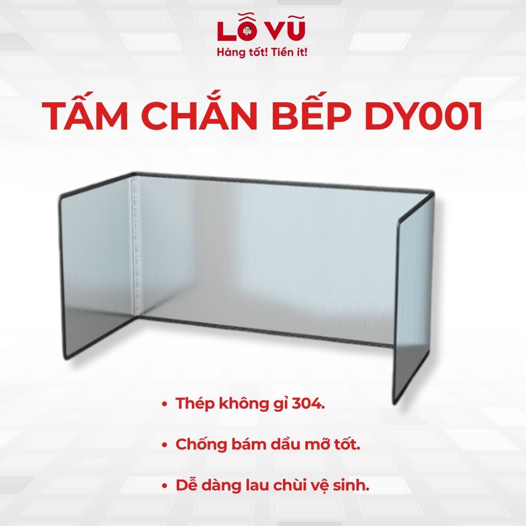 Tấm chắn bếp DY001 - Thép không gỉ 304, cấu tạo 5 lớp bền, chống bám dầu mỡ, dễ dàng lau chùi