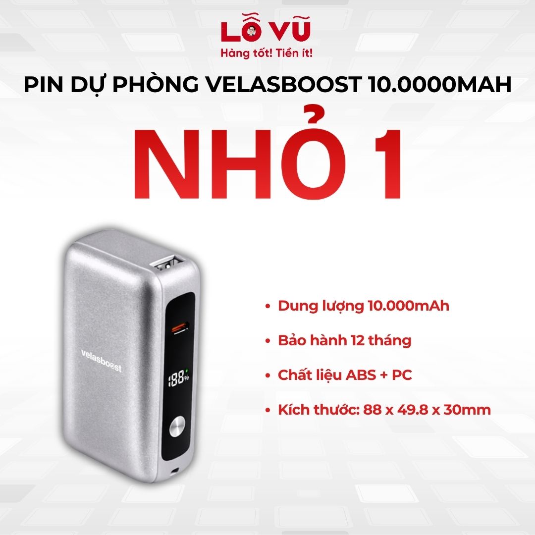 Pin dự phòng Velasboost 10.0000mAh - Nhỏ 1