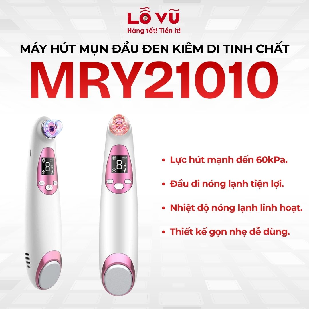 Máy hút mụn đầu đen kiêm di tinh chất MRY21010 - Lục hút 60kPa, đầu di nóng lạnh, nhiệt độ nóng lạnh linh hoạt