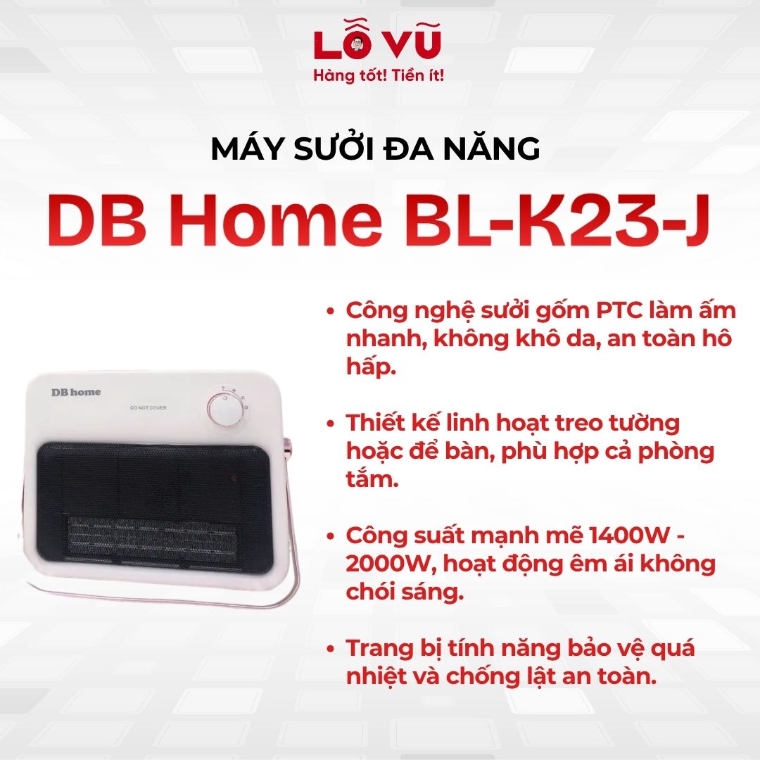 Máy sưởi đa năng DB Home BL-K23-J (Núm cơ)